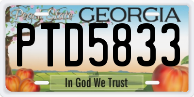 GA license plate PTD5833