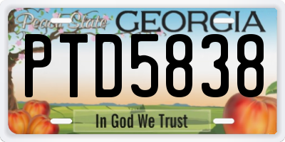 GA license plate PTD5838