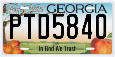 GA license plate PTD5840