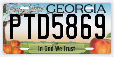 GA license plate PTD5869
