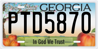 GA license plate PTD5870