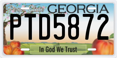 GA license plate PTD5872