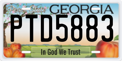 GA license plate PTD5883