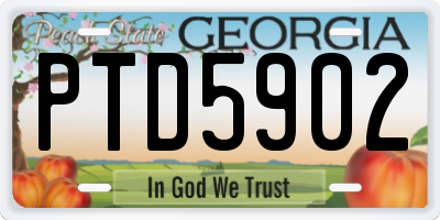 GA license plate PTD5902