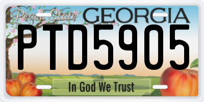 GA license plate PTD5905
