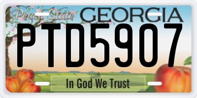 GA license plate PTD5907