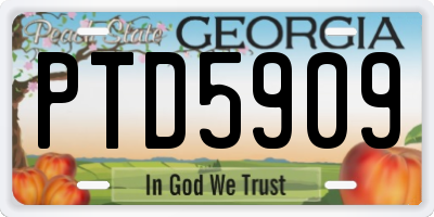 GA license plate PTD5909