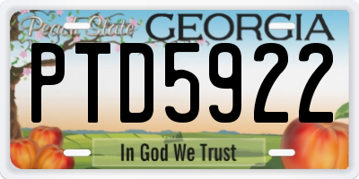 GA license plate PTD5922
