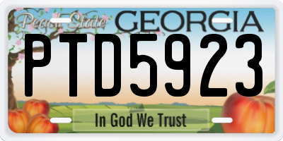 GA license plate PTD5923