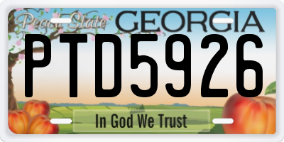 GA license plate PTD5926
