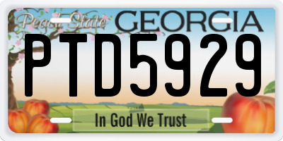 GA license plate PTD5929