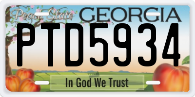GA license plate PTD5934