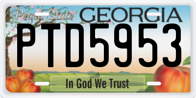 GA license plate PTD5953