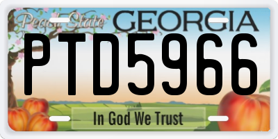 GA license plate PTD5966
