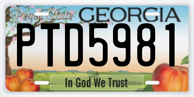 GA license plate PTD5981