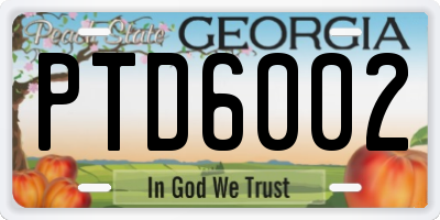 GA license plate PTD6002