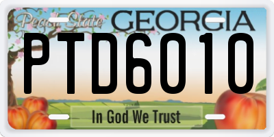 GA license plate PTD6010