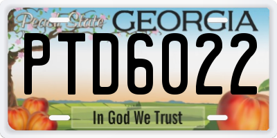 GA license plate PTD6022