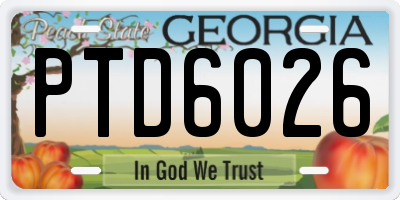 GA license plate PTD6026