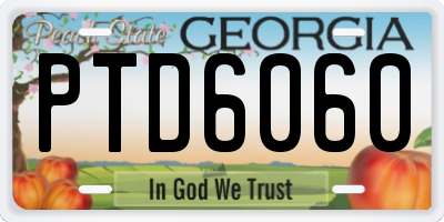 GA license plate PTD6060