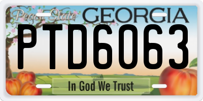 GA license plate PTD6063