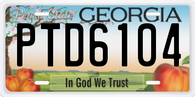 GA license plate PTD6104