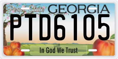GA license plate PTD6105