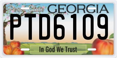 GA license plate PTD6109