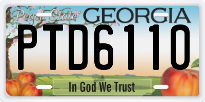 GA license plate PTD6110