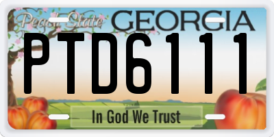 GA license plate PTD6111