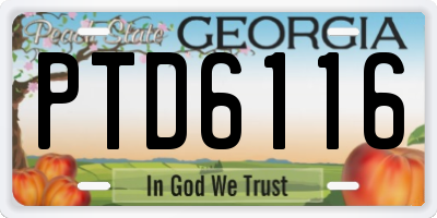 GA license plate PTD6116