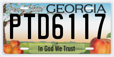 GA license plate PTD6117