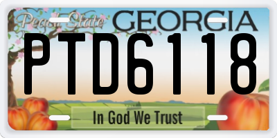 GA license plate PTD6118