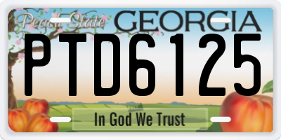 GA license plate PTD6125