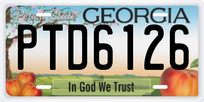 GA license plate PTD6126