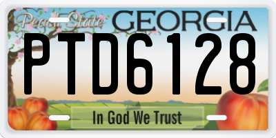 GA license plate PTD6128