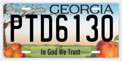 GA license plate PTD6130