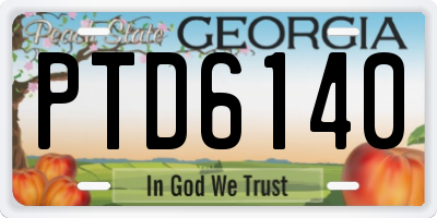 GA license plate PTD6140