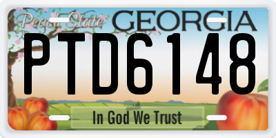 GA license plate PTD6148