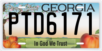 GA license plate PTD6171