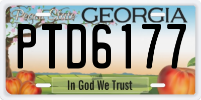 GA license plate PTD6177