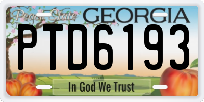 GA license plate PTD6193