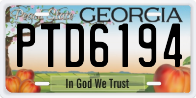 GA license plate PTD6194