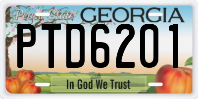GA license plate PTD6201