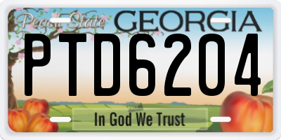 GA license plate PTD6204