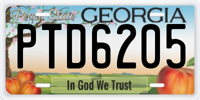 GA license plate PTD6205