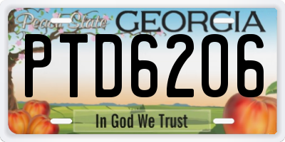 GA license plate PTD6206