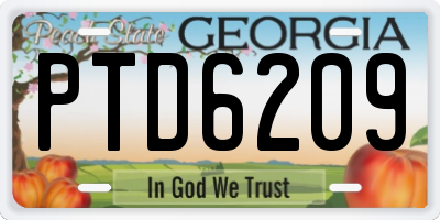 GA license plate PTD6209
