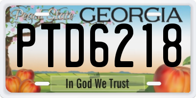GA license plate PTD6218