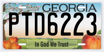 GA license plate PTD6223